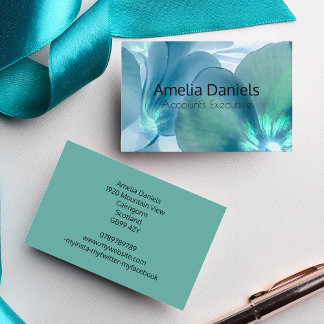 Carte de visite floral bleu et Turquoise