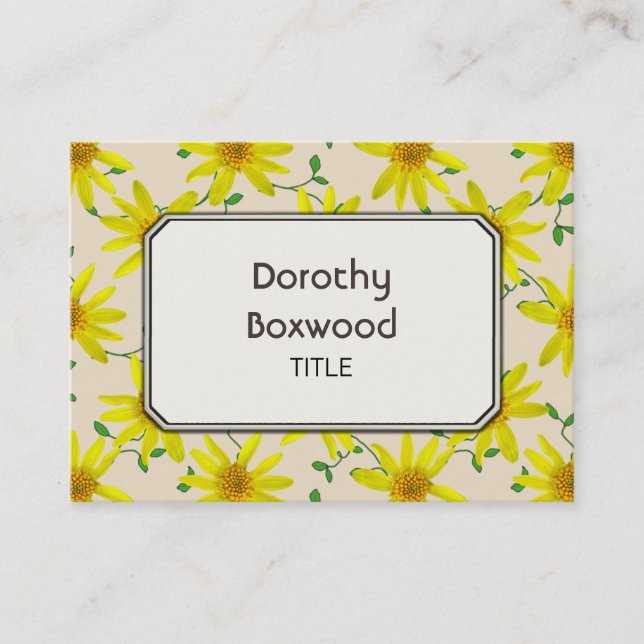 Carte De Visite Floral Botanical Jaune Fleurs sauvages personnalis (Devant)