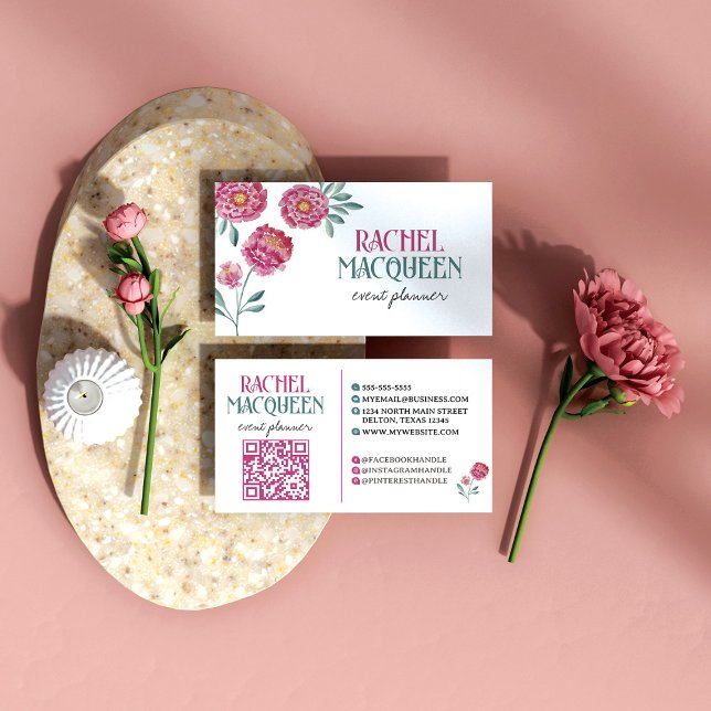 Carte De Visite Floral Chic Moderne Flores Aquarelle (Créateur téléchargé)