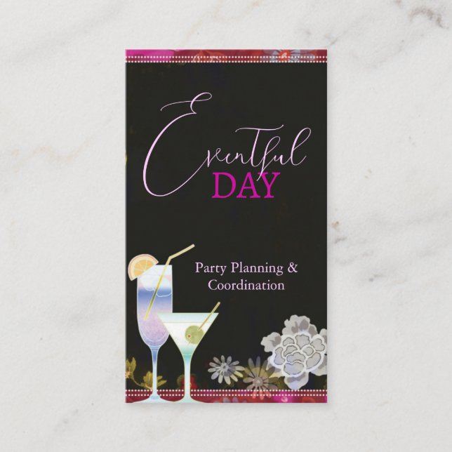 Carte De Visite Floral Cocktails Organisateur (Devant)