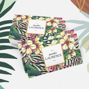Carte De Visite Floral coloré lumineux de Plumeria audacieux