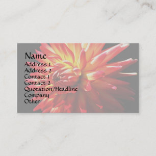 Carte de visite floral Dahlia jaune rouge