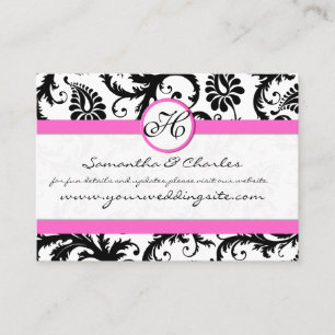 Carte De Visite Floral Damas noir et blanc avec finition rose