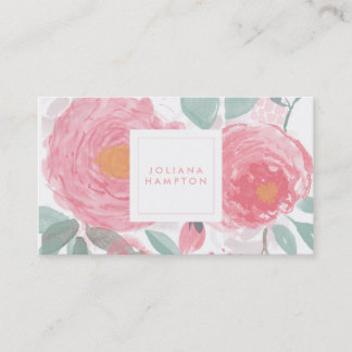 Carte de visite floral d'aquarelle peinte à la