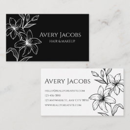 Carte De Visite Floral de Boho noir et blanc moderne unique