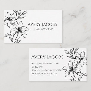 Carte De Visite Floral de Boho noir et blanc moderne unique
