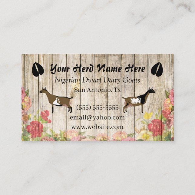 Carte de visite Floral de chèvre laitière nigérian (Devant)