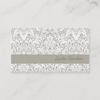 Carte de visite floral de damassé grise de Lydia