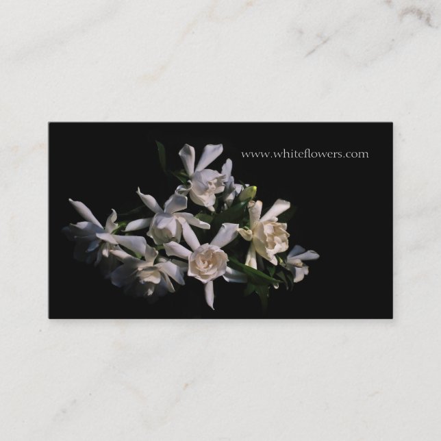 Carte de visite floral de gardénias blancs (Devant)