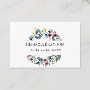 Carte de visite floral de guirlande d'aquarelle