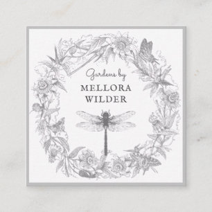 Carte de visite floral de libellule de jardinier