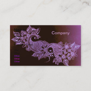carte de visite floral de mehndi violet de henné