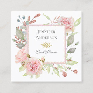 Carte de visite floral de parties scintillantes