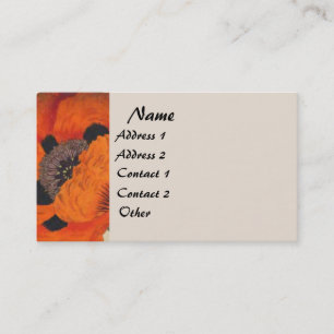 Carte de visite floral de pavot vintage botanique