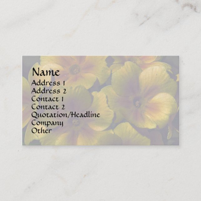 Carte de visite floral de Primrose jaune (Devant)