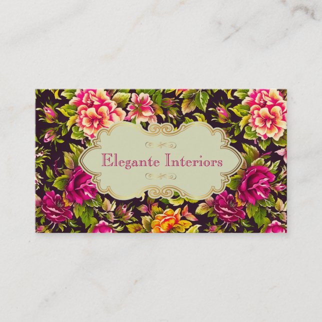 Carte de visite floral de roses assez roses (Devant)