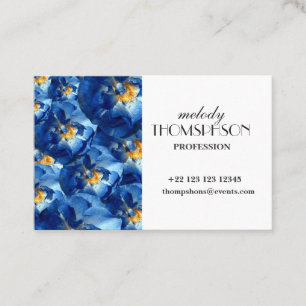 Carte de visite floral de roses bleus