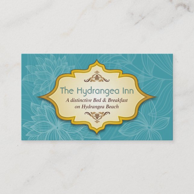 Carte de visite floral de turquoise d'hospitalité (Devant)