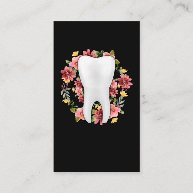Carte De Visite Floral Dentist Dentist Dentist Fleurs Dentières As (Devant)