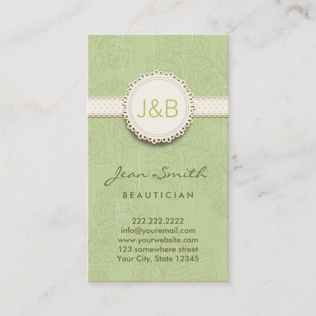 Carte de visite floral d'esthéticien de dentelle (Devant)