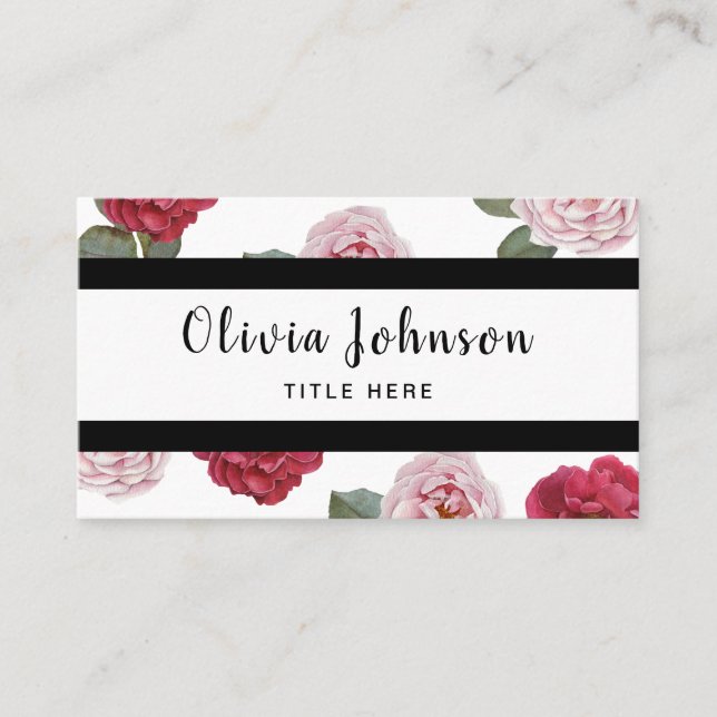 Carte de visite floral élégant professionnel fait (Devant)