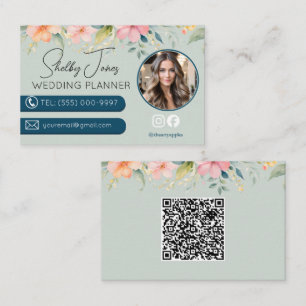 Carte De Visite floral Elegant Wedding Planner Petite entreprise