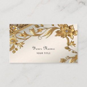 Carte de visite Floral Feuille Golden Wavy