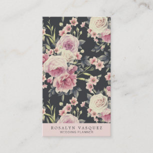 Carte De Visite Floral foncé vintage sur la verticale du noir  