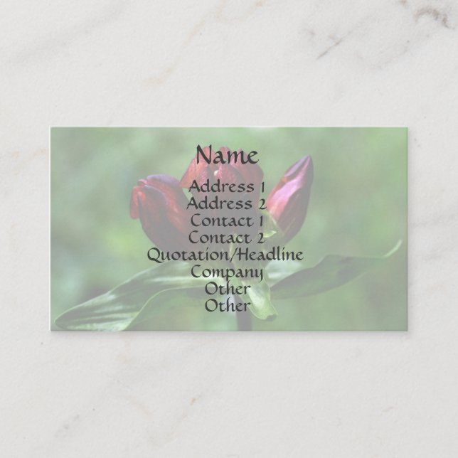 Carte de visite floral Gentien rouge (Devant)