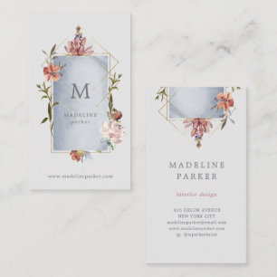 Carte De Visite Floral géométrique Luxe avec le monogramme