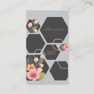 Carte De Visite Floral géométrique moderne   Peigne de miel