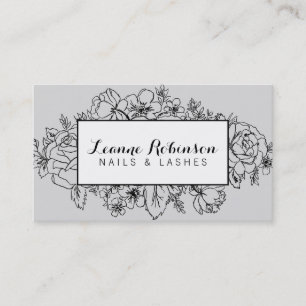 Carte de visite floral gris et noir