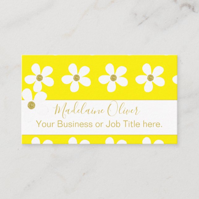 Carte De Visite Floral Jaune Blanc Daisy Gold Professionnel (Devant)