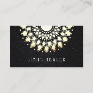 Carte De Visite Floral jaune Lotus Mandala Assisseur d'énergie