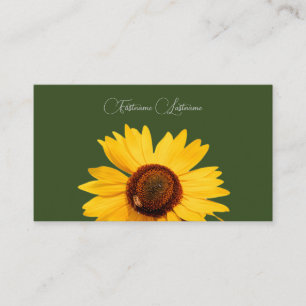 Carte De Visite Floral jaune tournesol abeille calligraphie vert f