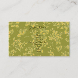 Carte De Visite Floral jaune Vintage vert