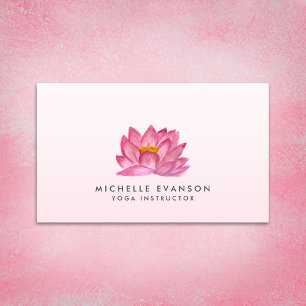Carte De Visite Floral Lotus Elégant Yoga Instructeur Blush Pink