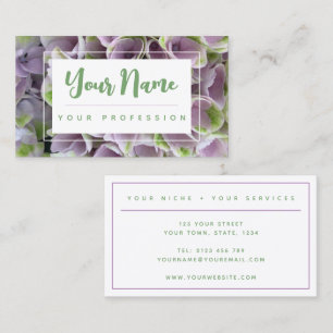 Carte de visite floral mauve et vert personnalisab