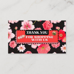 CARTE DE VISITE FLORAL MERCI ÉLÉGANT
