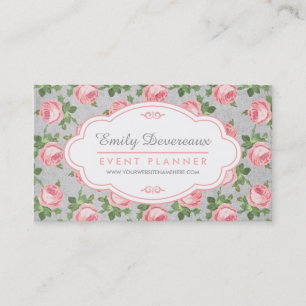 Carte De Visite Floral minable et chic de rose de cru personnalis