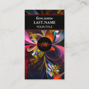 Carte De Visite Floral moderne Art Abstrait Rouge Bleu Motif #13