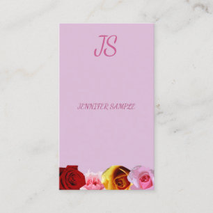 Carte De Visite Floral Moderne Élégant Monogramme Rose Modèle chic