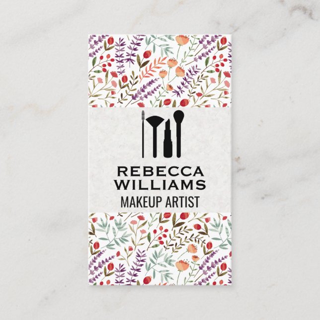 Carte De Visite Floral Motif décoratif | Kit maquillage (Devant)