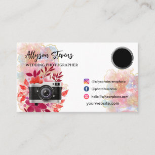 Carte De Visite Floral or rose photo logo photo code qr