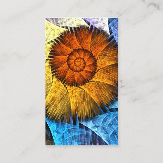 Carte De Visite Floral Orange Bleu Jaune Art Abstrait (Devant)