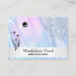 Carte De Visite *~* Floral Pastel Moon Lacey Mandala Foil 