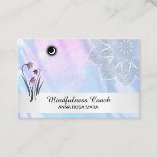 Carte De Visite *~* Floral Pastel Moon Mandala Foil