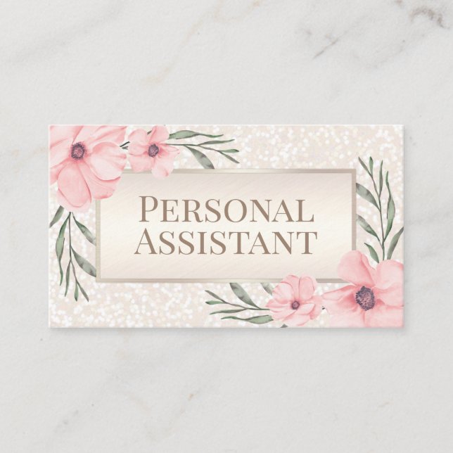 Carte De Visite Floral Pearl FAUX Parties scintillant Assistant pe (Devant)