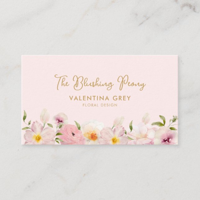 Carte De Visite Floral Pink Flower Shop (Devant)
