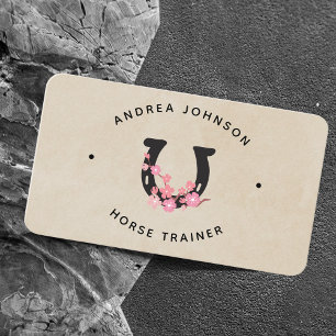 Carte De Visite Floral Pink Horseshoe Farm Ranch Riding Instructor
